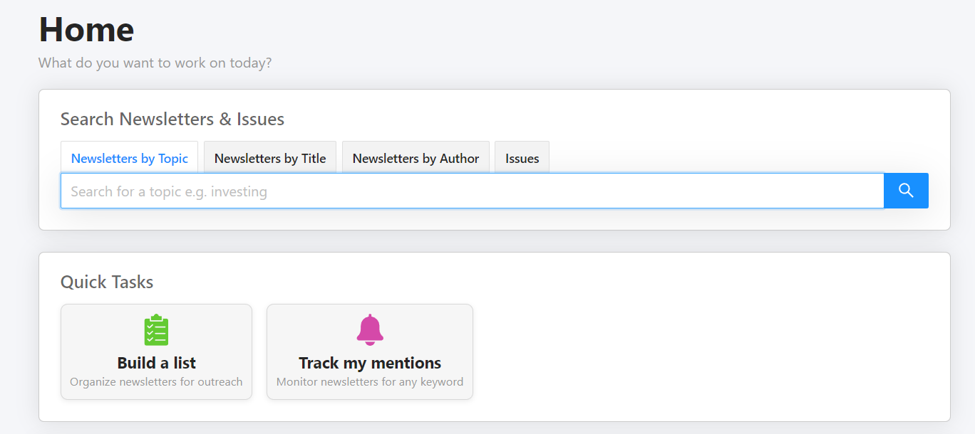 Reletter newsletter search by topic