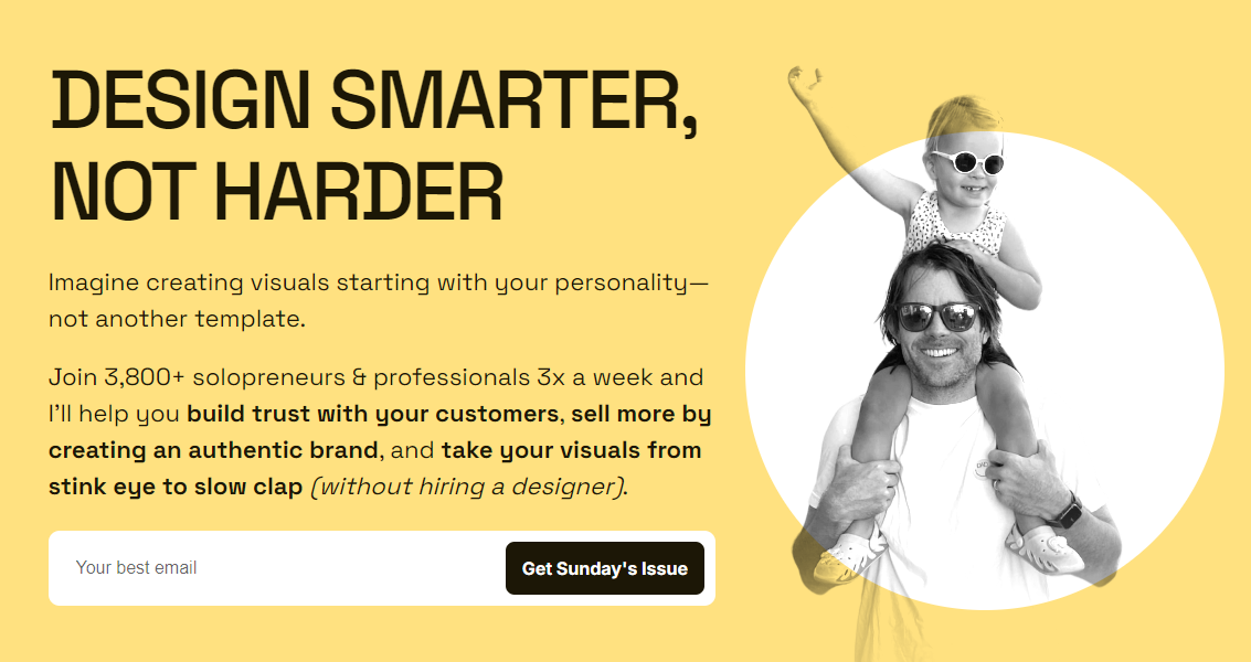 Design Smarter Not Harder newsletter landing page