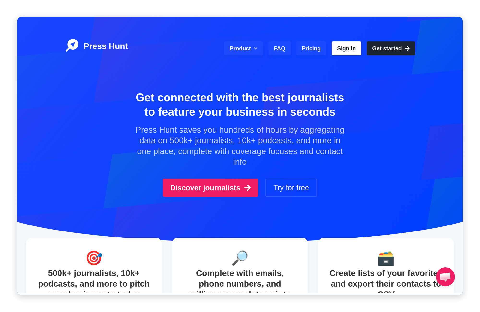 Press Hunt homepage